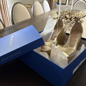 Stuart Weitzman Gold Espadrille Shoes